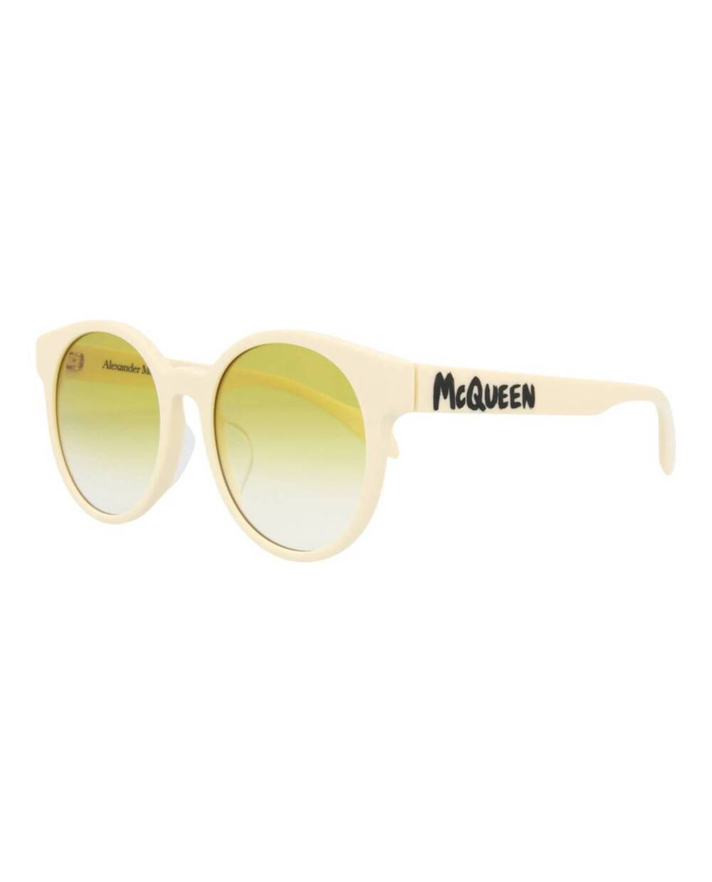 NEW ALEXANDER MCQUEEN women's round-frame acetate sunglasses in beige